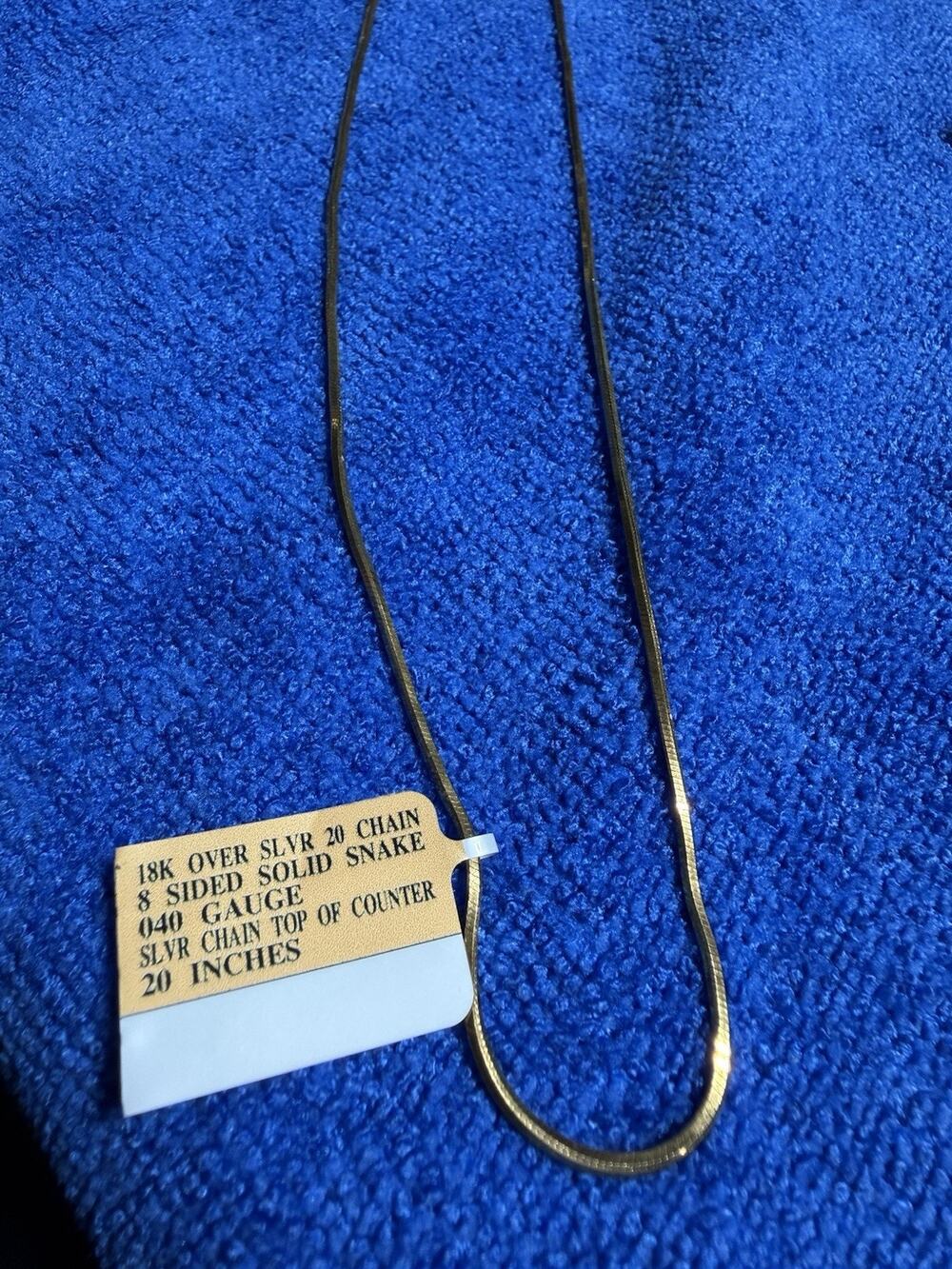 20” 18k Gold Over 925 Sterling Silver 8 Sided Snake Chain Karizia Rare ITALY